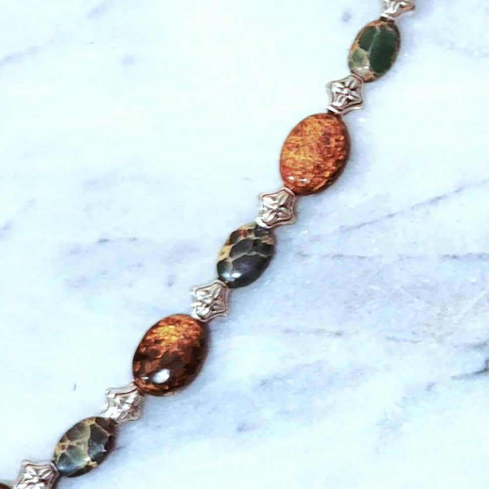 Bronzite Green Onyx Sterling Pendant Necklace 21" - Picture 5 of 7